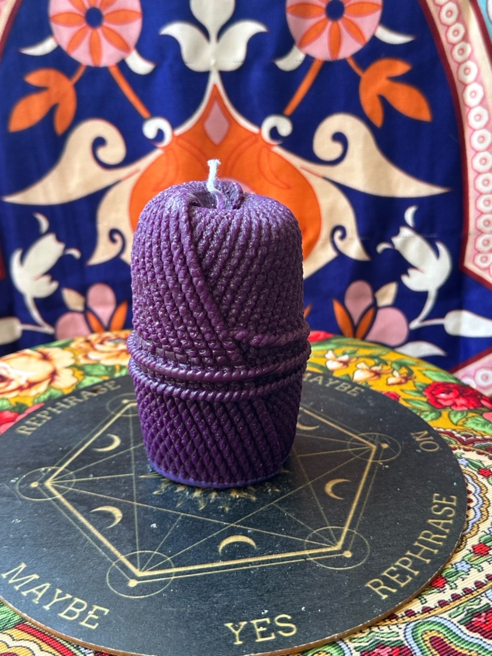 Yarn Ball Pillar Candle